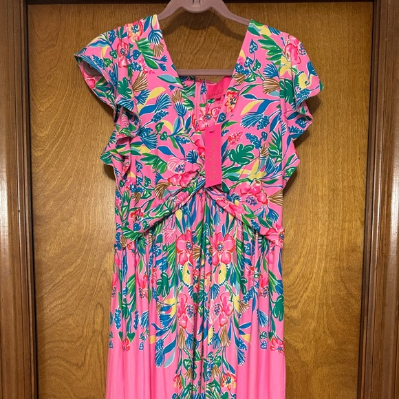New LILLY PULITZER SIZE 10 VERONA MAXI DRESS *CASA JAGUAR* HAVANA PINK - Picture 4 of 5